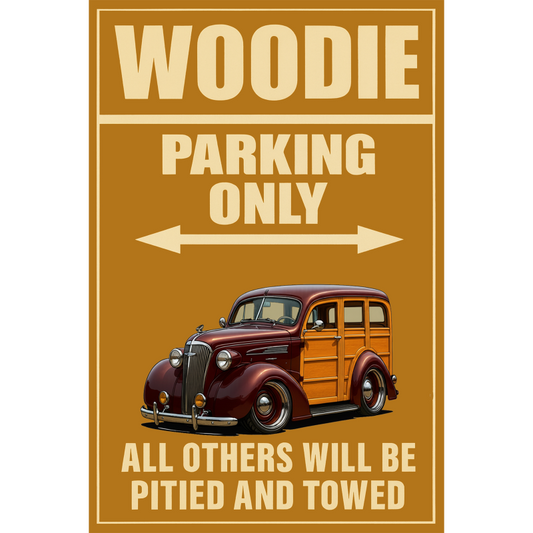 5CZX655 (CA) Sign - Woodie Parking Only
