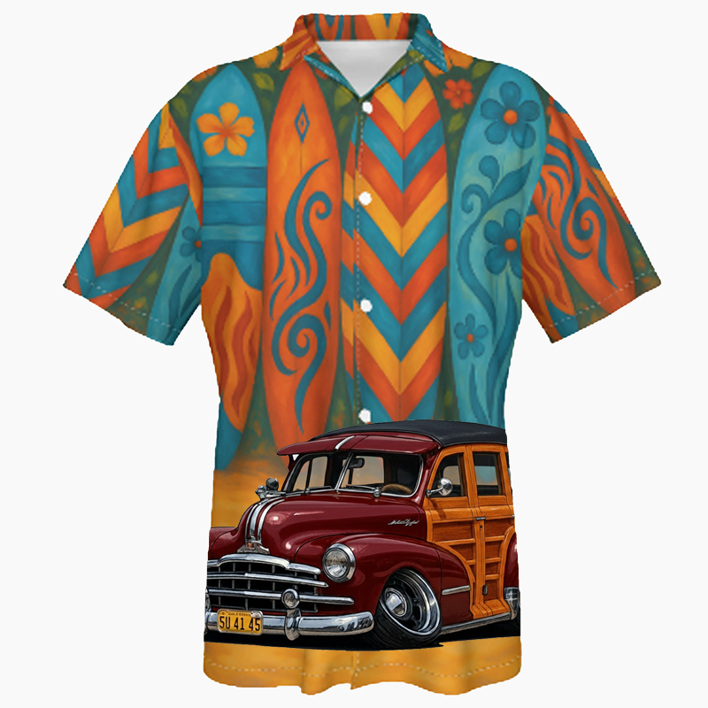 5U4145 (CA) Hawaiian Shirt - Surfboard