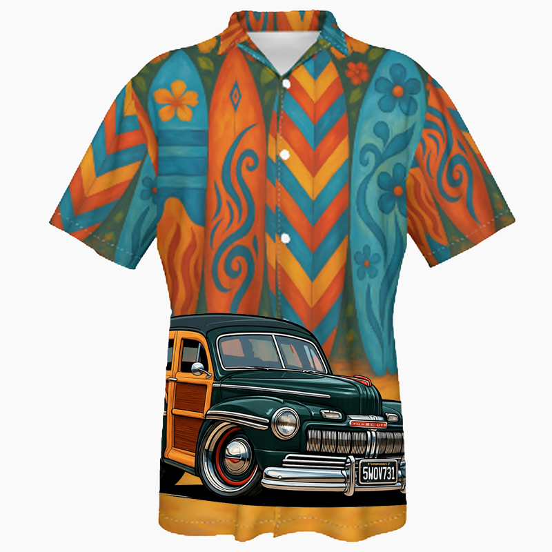 5WOV731 (CA) Hawaiian Shirt - Surfboard