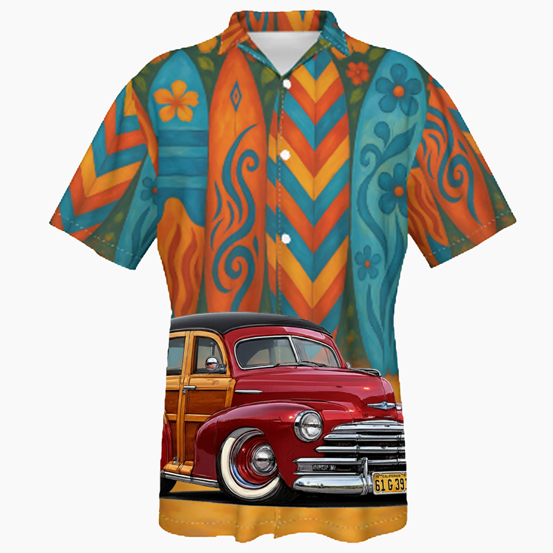 61G391 (CA) Hawaiian Shirt - Surfboard