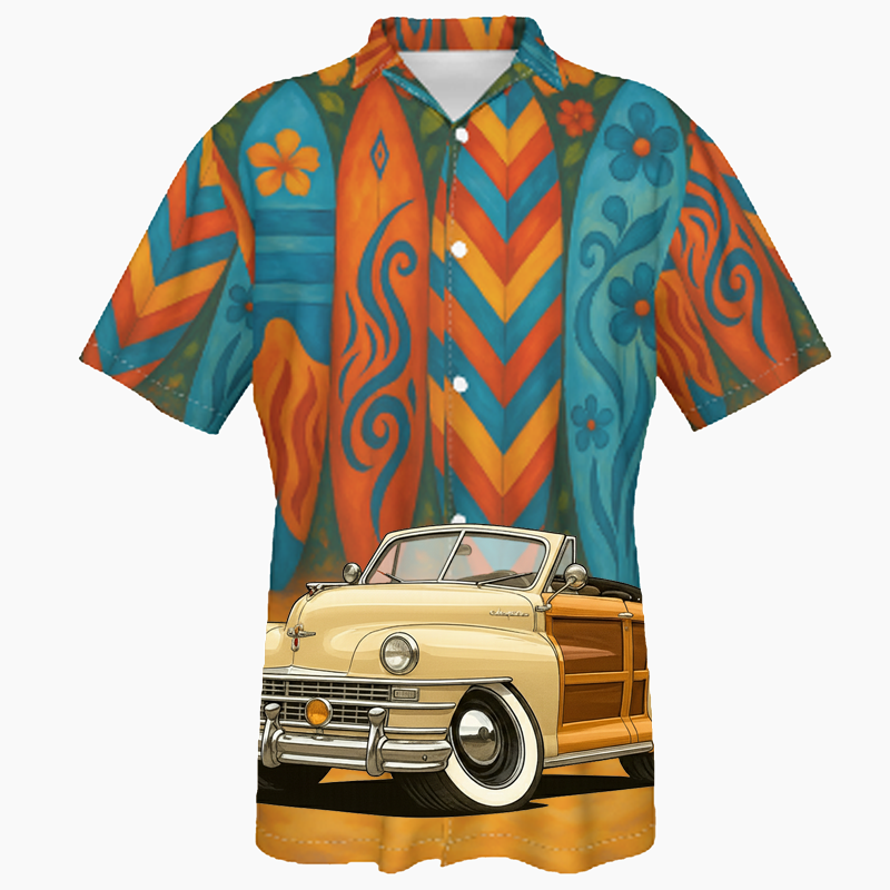 66R173 (CA) Hawaiian Shirt - Surfboard