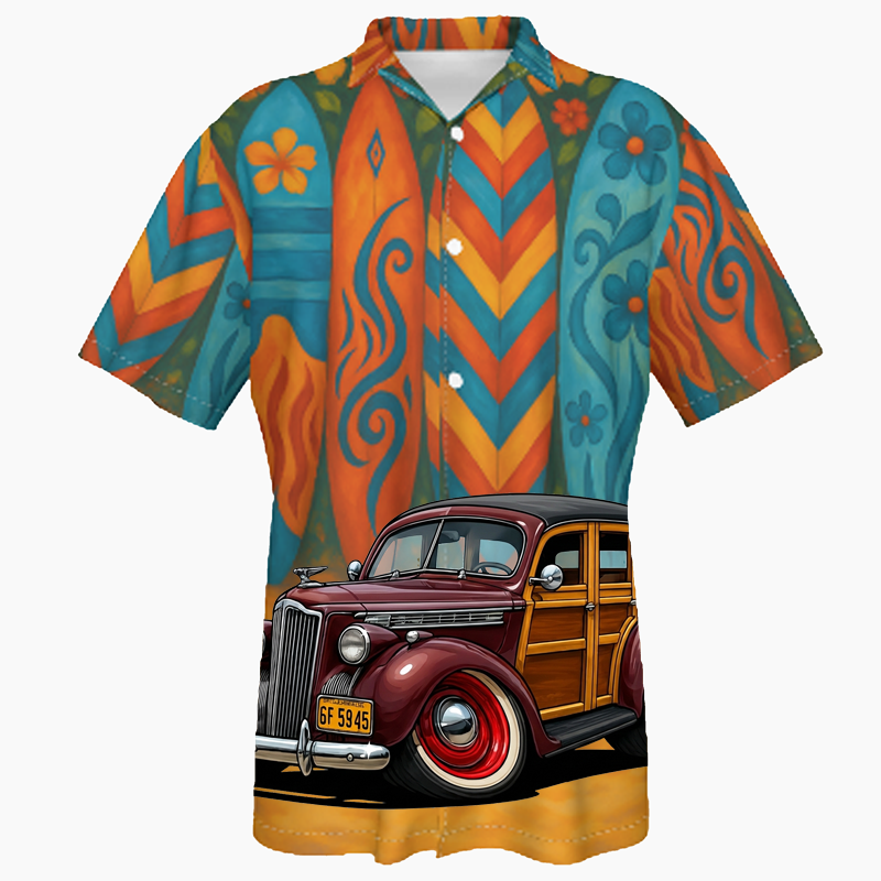 6F5945 (CA) Hawaiian Shirt - Surfboard