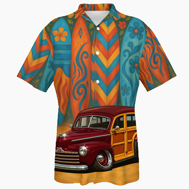 6H6351 (CA) Hawaiian Shirt - Surfboard