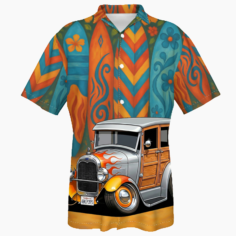 6HLP395 (CA) Hawaiian Shirt - Surfboard