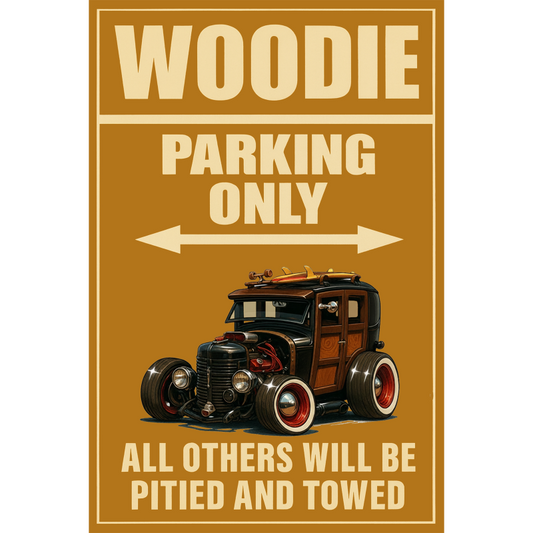 6NNY186 (CA) Sign - Woodie Parking Only
