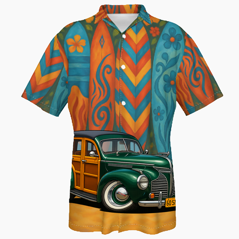 6Q570 (CA) Hawaiian Shirt - Surfboard