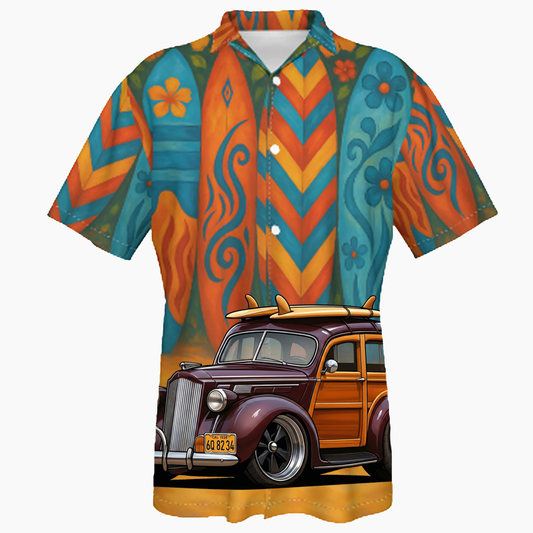 6Q8234 (CA) Hawaiian Shirt - Surfboard