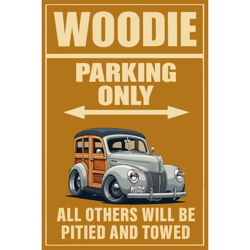 6VYD728 (CA) Sign - Woodie Parking Only