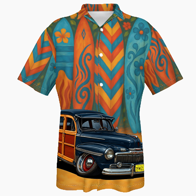 79M217 (CA) Hawaiian Shirt - Surfboard