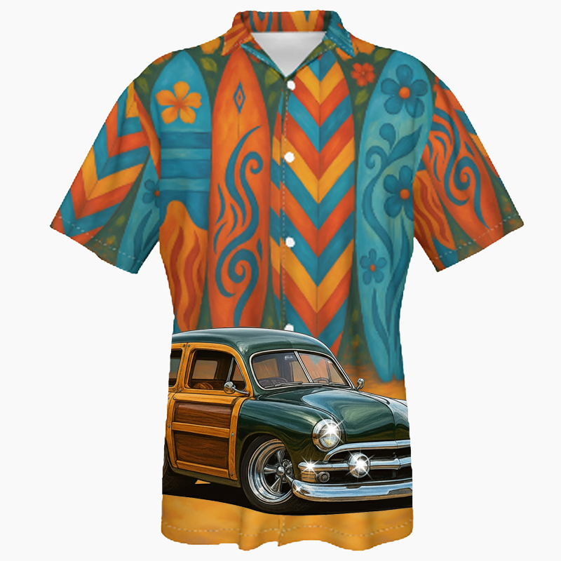 7DDJ466 (CA) Hawaiian Shirt - Surfboard