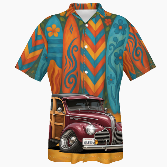 7DLW604 (CA) Hawaiian Shirt - Surfboard