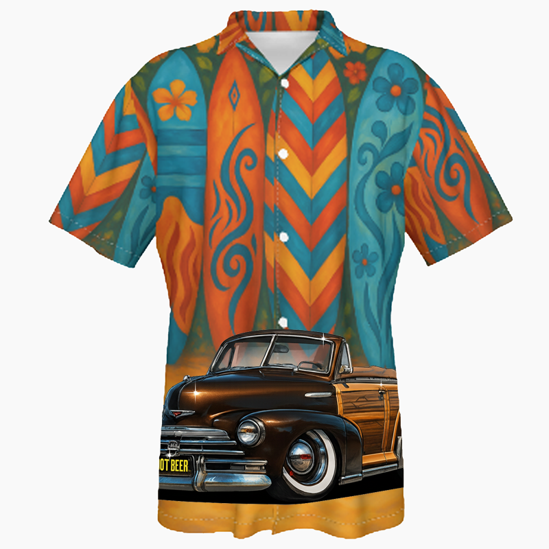 7ELA466 (CA) Hawaiian Shirt - Surfboard