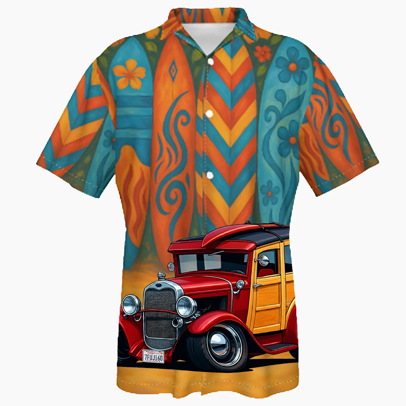 7FUJ160 (CA) Hawaiian Shirt - Surfboard