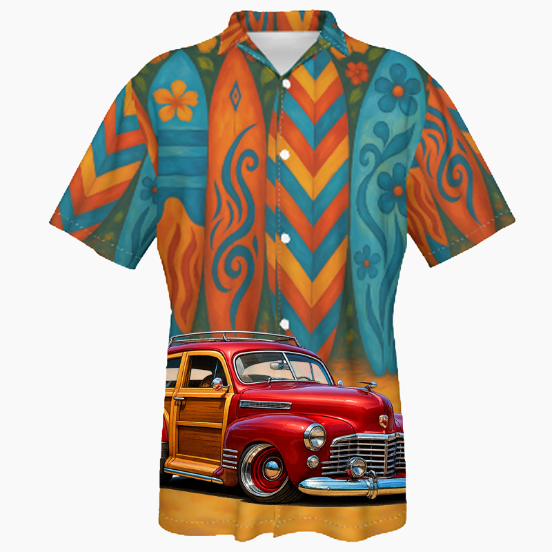 7HIB186 (CA) Hawaiian Shirt - Surfboard