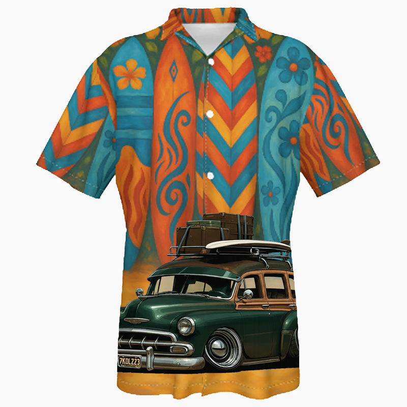 7KOL223 (CA) Hawaiian Shirt - Surfboard