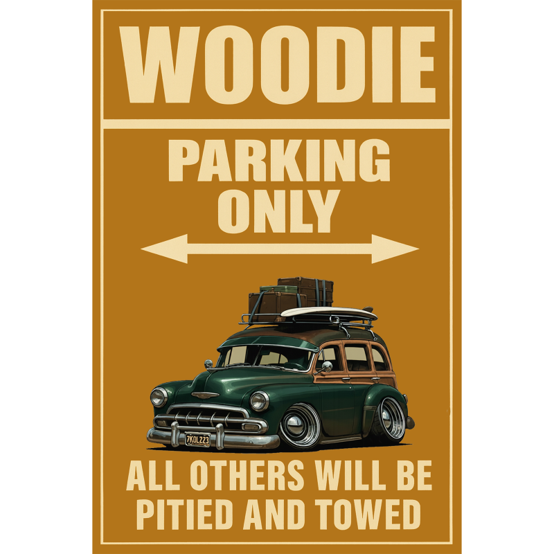7KOL223 (CA) Sign - Woodie Parking Only