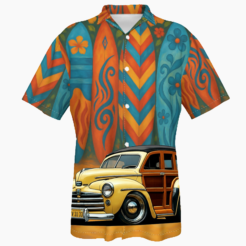 7V3133 (CA) Hawaiian Shirt - Surfboard