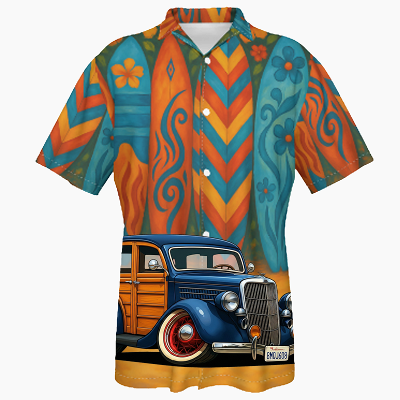 8MQJ608 (CA) Hawaiian Shirt - Surfboard