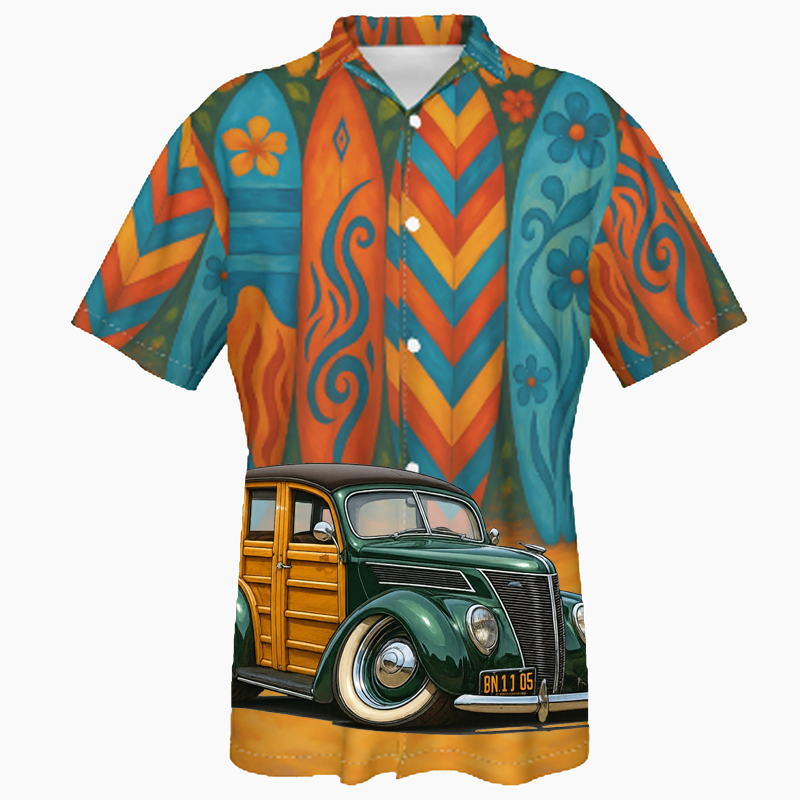 8N1105 (CA) Hawaiian Shirt - Surfboard