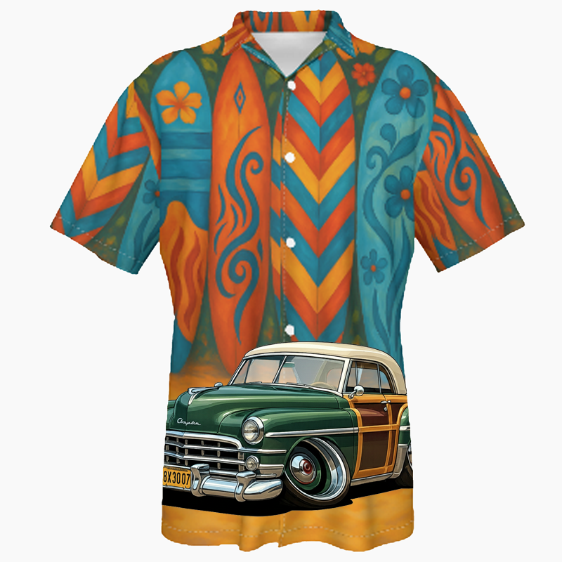8X3007 (CA) Hawaiian Shirt - Surfboard