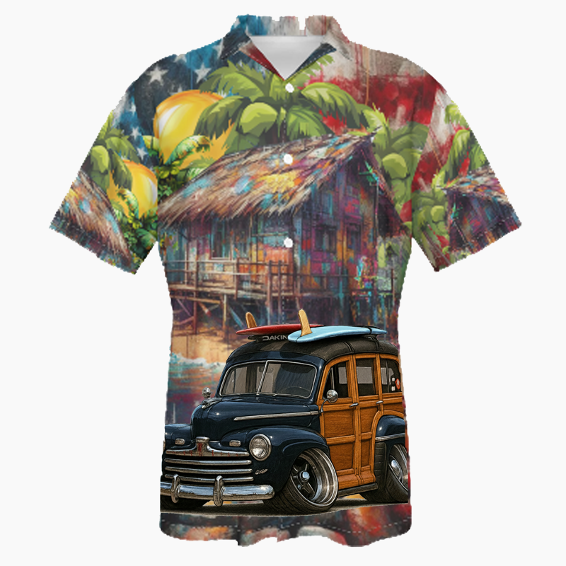 90G463 (CA) Hawaiian Shirt - Patriotic
