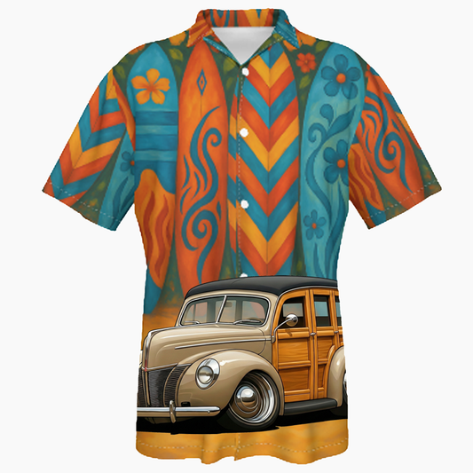99B111 (CA) Hawaiian Shirt - Surfboard