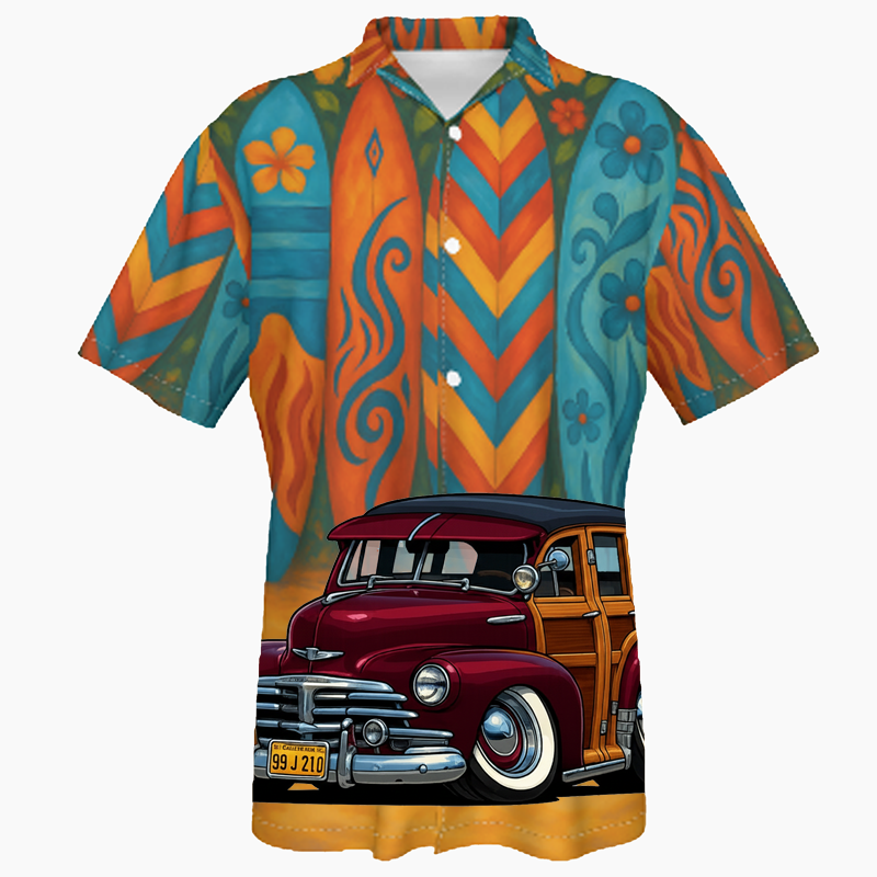 99J210 (CA) Hawaiian Shirt - Surfboard