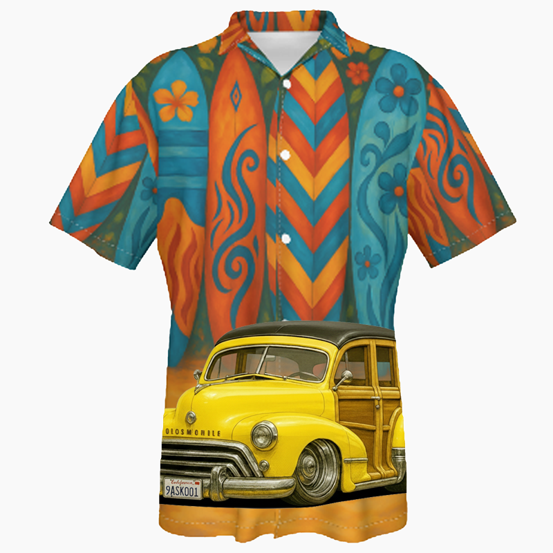 9ASK001 (CA) Hawaiian Shirt - Surfboard