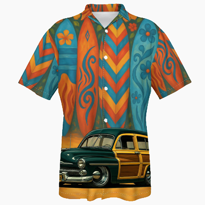 9P1950 (CA) Hawaiian Shirt - Surfboard
