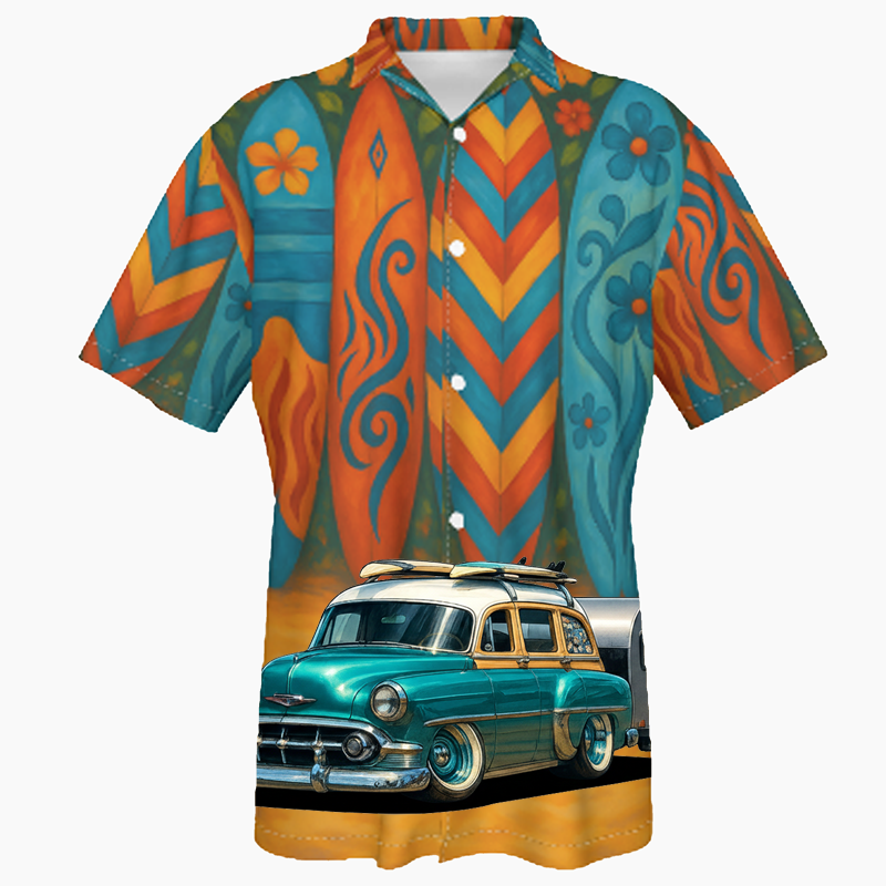 B31876 (CO) Hawaiian Shirt - Surfboard
