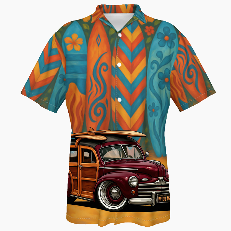 BF0046 (CA) Hawaiian Shirt - Surfboard