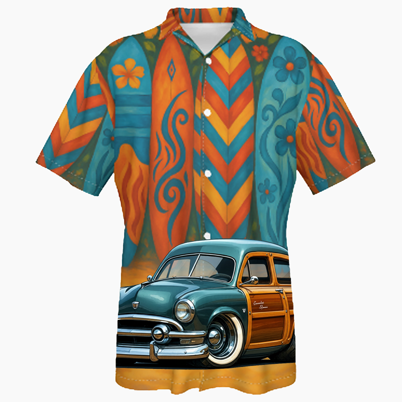BHE7363 (AZ) Hawaiian Shirt - Surfboard