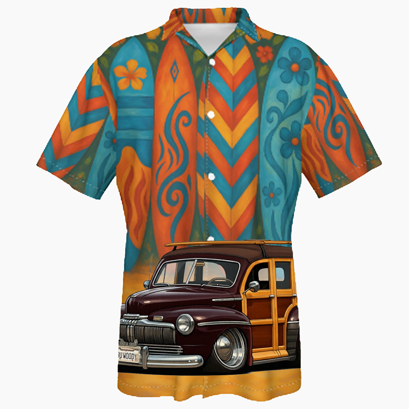 BUWOODY (CA) Hawaiian Shirt - Surfboard