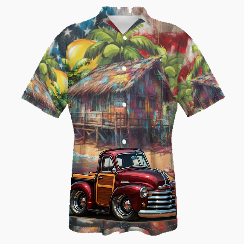F21198 (CA) Hawaiian Shirt - Patriotic