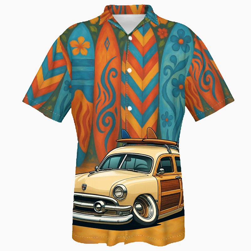 FWOOD51 (CA) Hawaiian Shirt - Surfboard