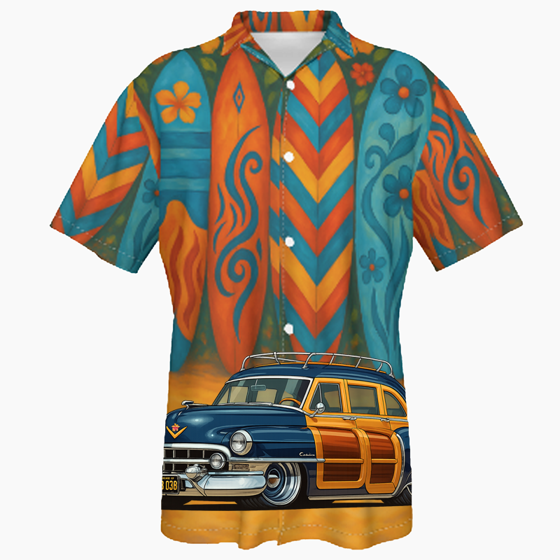 GWB038 (CA) Hawaiian Shirt - Surfboard
