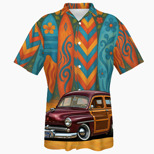 HANGN10 (CA) Hawaiian Shirt - Surfboard