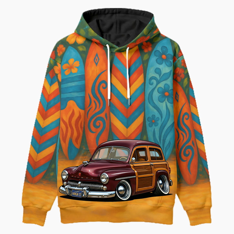 HANGN10 (CA) Woodie Hoodie - Surfboard