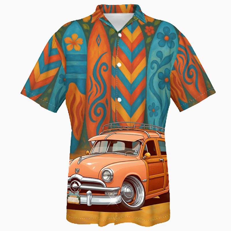 HV1950 (CA) Hawaiian Shirt - Surfboard