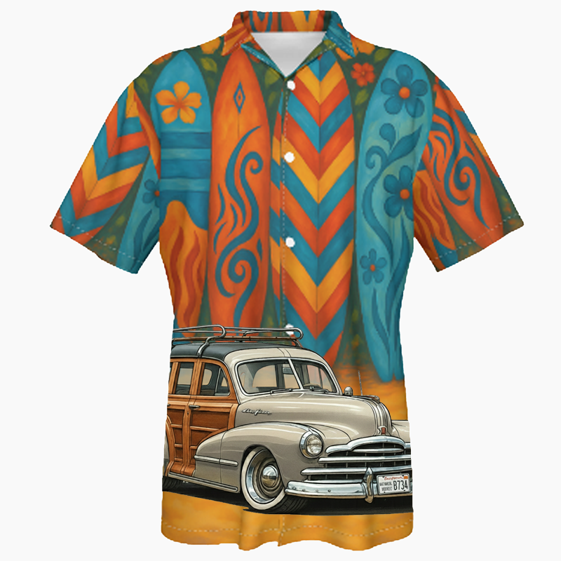 HVB734 (CA) Hawaiian Shirt - Surfboard