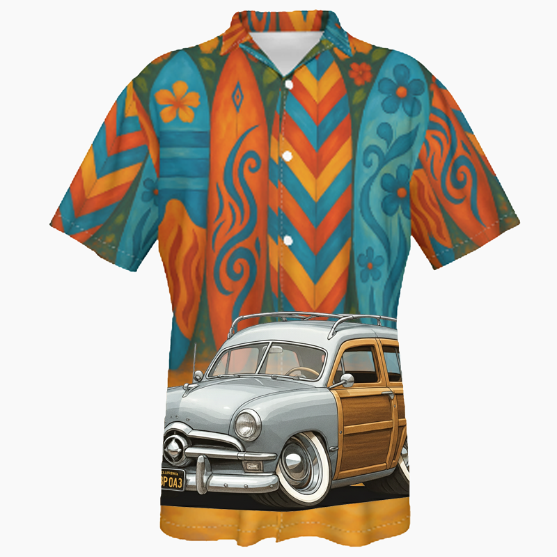IBP043 (CA) Hawaiian Shirt - Surfboard