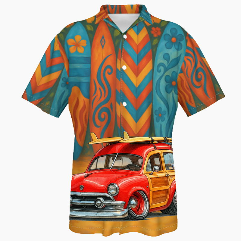 OLDSRFR (CA) Hawaiian Shirt - Surfboard