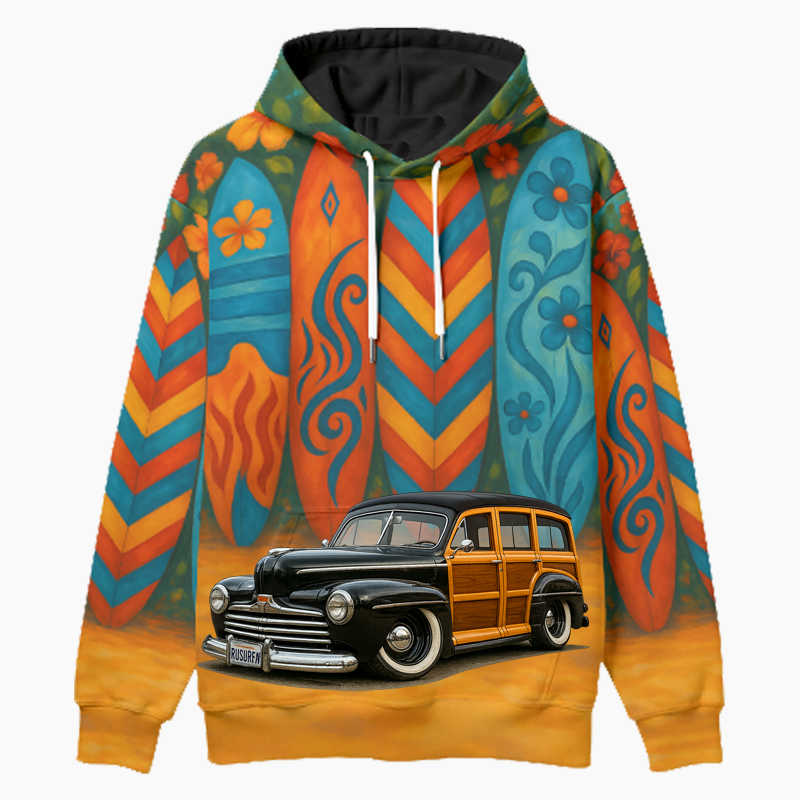 RUSURFN (CA) Woodie Hoodie - Surfboard