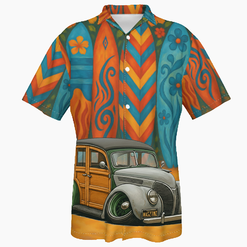 WAS27MI (CA) Hawaiian Shirt - Surfboard