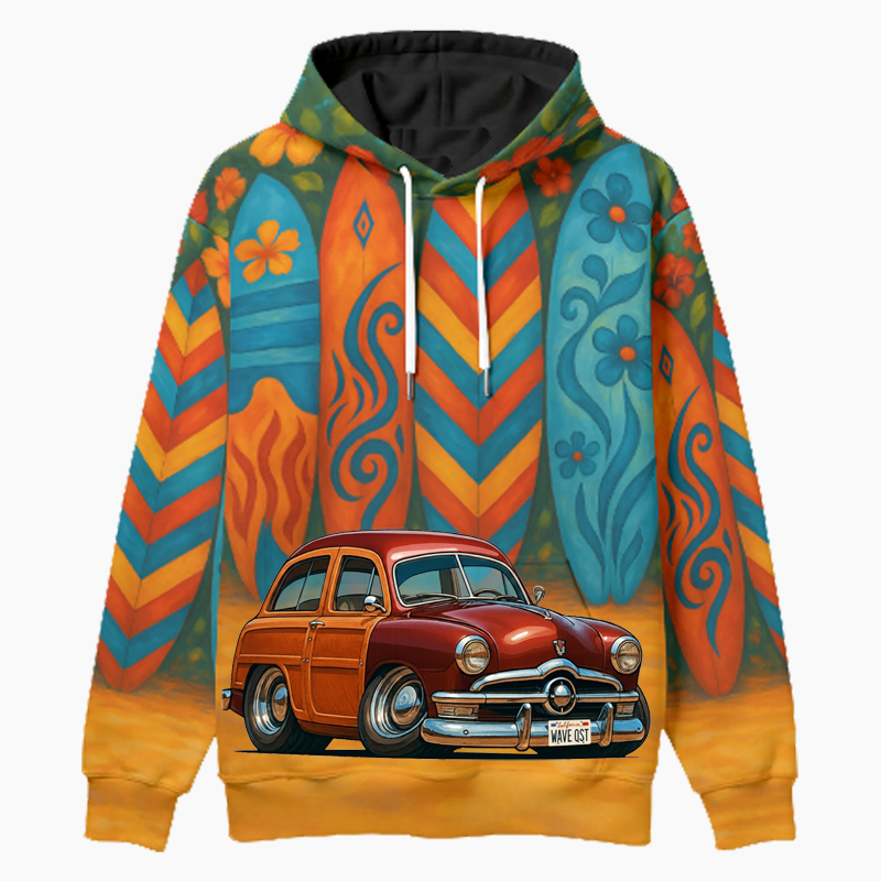 WAVEQST (CA) Woodie Hoodie - Surfboard