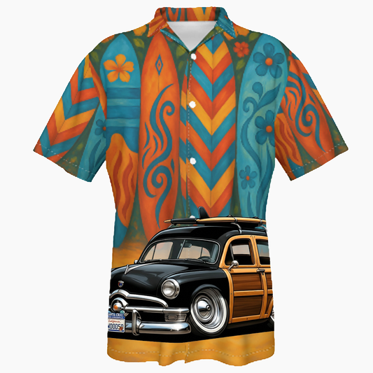 WOOD50 (CA) Hawaiian Shirt - Surfboard