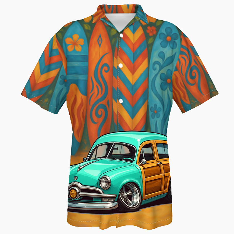 WOODSUV (CA) Hawaiian Shirt - Surfboard