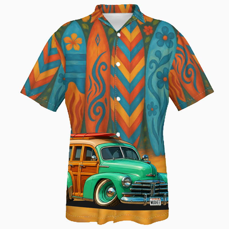 WUDHEE (CA) Hawaiian Shirt - Surfboard