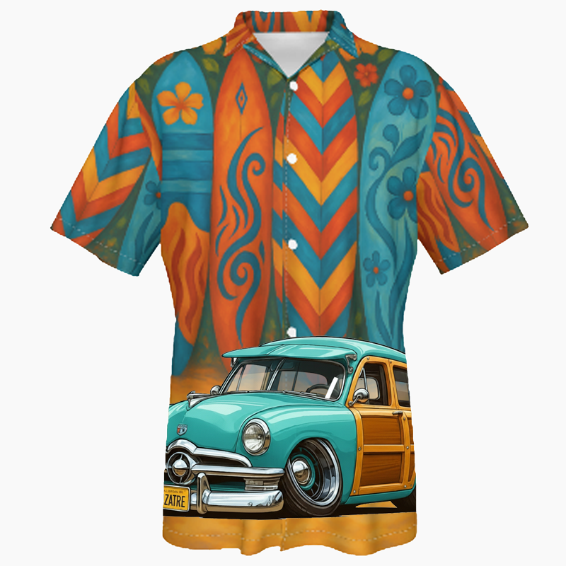 WUZATRE (CA) Hawaiian Shirt - Surfboard