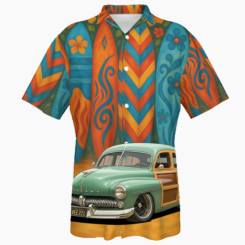 XEE221 (CA) Hawaiian Shirt - Surfboard